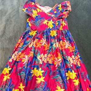 Tommy Bahama Vibrant Floral Kids Dress - Pink and Yellow